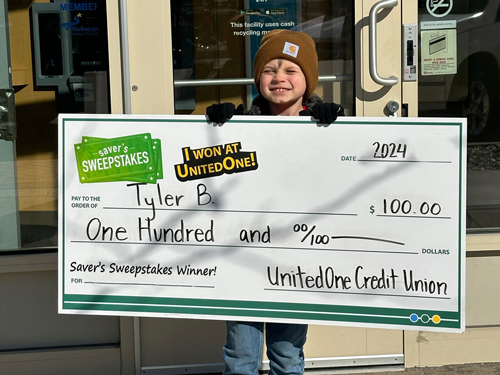 Saver's Sweepstakes Winner at UnitedOne Credit Union